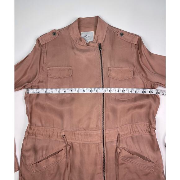 Rails Sz Small Maeve Pink Utility Military Jacket Front Slash Pockets 100% Cupro - Picture 8 of 11